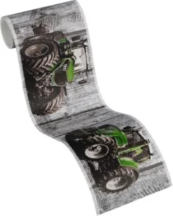 A.S. Creation A.S. CRÉATION Vliesbordüre Little Stars, Traktor, Grau/grün, 5 M X 13 Cm