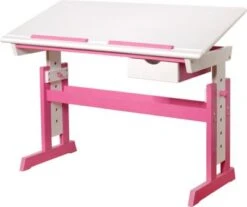 Kinderschreibtisch PIJII, Höhenverstellbar, Weiß/pink Von Inter Link