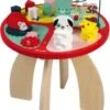 Janod Spieltisch Baby Forest Aus Holz - Stapeln, Sortieren Und Geschicklichkeit - Baby Spielzeug Mit Labyrinth, Zahnradsystem, Abakus Und 3 Holztieren - Holzspielzeug Ab 1 Jahr, J08018