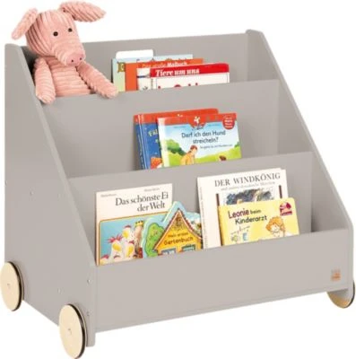 Pinolino Bücherregal Lasse Mit Rollen, Grau, 57x65 Cm 1 Pinolino Bücherregal Lasse Mit Rollen, Grau, 57x65 Cm