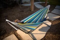 Vivere Doppel Baumwolle Hängematte Mit Hängemattengestell 250 Cm, Cayo Reef Mit Kostenlose Tragetasche -Komar Verkäufe 14043795 03