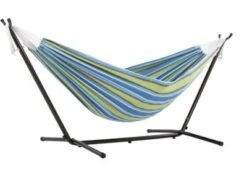 Vivere Doppel Baumwolle Hängematte Mit Hängemattengestell 250 Cm, Oasis Mit Kostenlose Tragetasche