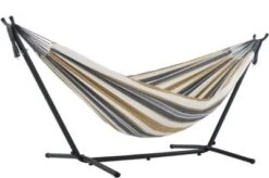 Vivere Doppel Baumwolle Hängematte Mit Hängemattengestell 250 Cm, Desert Moon Mit Kostenlose Tragetasche