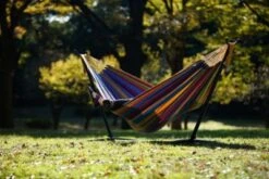 Vivere Doppel Baumwolle Hängematte Mit Hängemattengestell 250 Cm, Tropical Mit Kostenlose Tragetasche -Komar Verkäufe 14043801 06