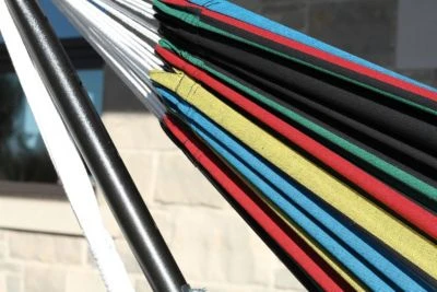 Vivere Doppel Baumwolle Hängematte Mit Hängemattengestell 250 Cm, Rio Night Mit Kostenlose Tragetasche 4 Vivere Doppel Baumwolle Hängematte Mit Hängemattengestell 250 Cm, Rio Night Mit Kostenlose Tragetasche – Bild 4