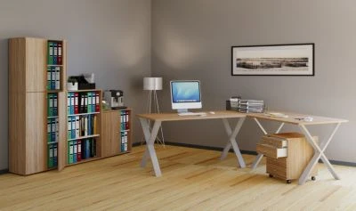 VCM Eckschreibtisch Schreibtisch Computer Winkeltisch Lona T. 80 Cm X Silber 2 VCM Eckschreibtisch Schreibtisch Computer Winkeltisch Lona T. 80 Cm X Silber – Bild 2