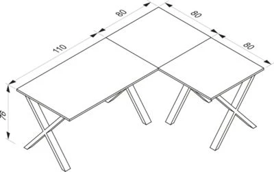 VCM Eckschreibtisch Schreibtisch Computer Winkeltisch Lona T. 80 Cm X Silber 3 VCM Eckschreibtisch Schreibtisch Computer Winkeltisch Lona T. 80 Cm X Silber – Bild 3
