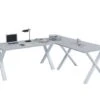 VCM Eckschreibtisch Schreibtisch Computer Winkeltisch Lona 80 X Alu Weiß