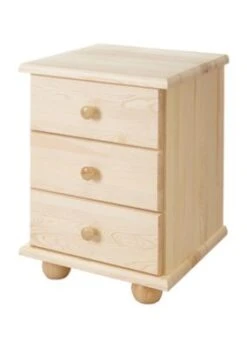TICAA Nachtkommode Ivo Kiefer Mit 3 Schubladen Natur