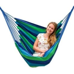 AMANKA Hängestuhl XXL HMG-26 Grün Blaue Streifen