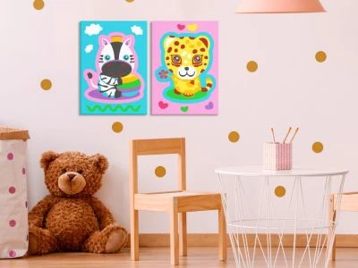 Artgeist Malen Nach Zahlen Zebra & Leopard (Rosa & Blau) 3 Artgeist Malen Nach Zahlen Zebra & Leopard (Rosa & Blau) – Bild 3