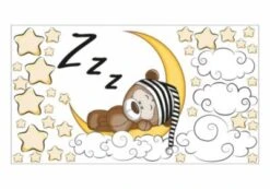 Nikima Wandtattoo 087 Wandtattoo Teddy Auf Mond Sterne Wolken Wandtattoos