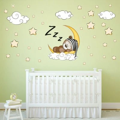 Nikima Wandtattoo 087 Wandtattoo Teddy Auf Mond Sterne Wolken Wandtattoos 5 Nikima Wandtattoo 087 Wandtattoo Teddy Auf Mond Sterne Wolken Wandtattoos – Bild 5