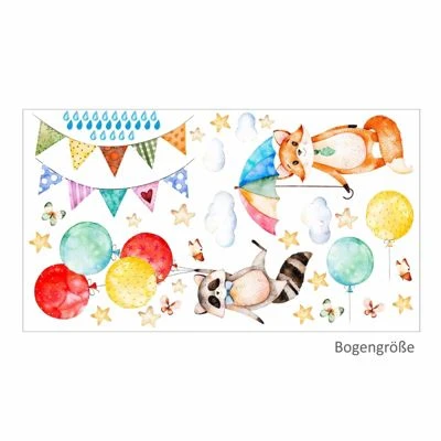 Nikima Wandtattoo 075 Wandtattoo Waschbär Fuchs Luftballon Regenschirm Wolken Wandtattoos 2 Nikima Wandtattoo 075 Wandtattoo Waschbär Fuchs Luftballon Regenschirm Wolken Wandtattoos – Bild 2