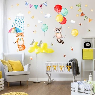 Nikima Wandtattoo 075 Wandtattoo Waschbär Fuchs Luftballon Regenschirm Wolken Wandtattoos 5 Nikima Wandtattoo 075 Wandtattoo Waschbär Fuchs Luftballon Regenschirm Wolken Wandtattoos – Bild 5