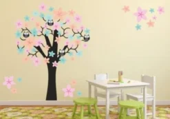 Nikima Wandtattoo 062 Wandtattoo Baum Mit Eulen – Rosa Blau Orange Wandtattoos -Komar Verkäufe 18762358 03