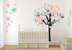 Nikima Wandtattoo 062 Wandtattoo Baum Mit Eulen – Rosa Blau Orange Wandtattoos -Komar Verkäufe 18762358 04