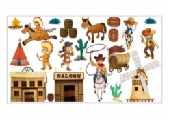 Nikima Wandtattoo 052 Wandtattoo Wilder Westen Cowboy Indianer Kaktus Saloon Wandtattoos