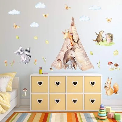 Nikima Wandtattoo 121 Wandtattoo Freunde Im Tipi Zelt Bär Giraffe Igel Aquarell Wandtattoos 3 Nikima Wandtattoo 121 Wandtattoo Freunde Im Tipi Zelt Bär Giraffe Igel Aquarell Wandtattoos – Bild 3