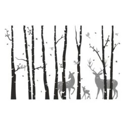 Nikima Wandtattoo 201 Birkenstämme SCHWARZ Mit Hirsch, Reh Und Kitz Wandtattoos
