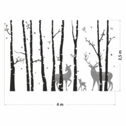 Nikima Wandtattoo 201 Birkenstämme SCHWARZ Mit Hirsch, Reh Und Kitz Wandtattoos -Komar Verkäufe 19285459 03