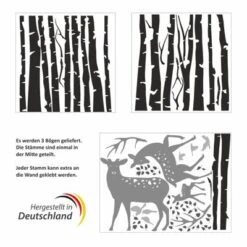 Nikima Wandtattoo 201 Birkenstämme SCHWARZ Mit Hirsch, Reh Und Kitz Wandtattoos -Komar Verkäufe 19285459 04