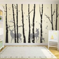 Nikima Wandtattoo 201 Birkenstämme SCHWARZ Mit Hirsch, Reh Und Kitz Wandtattoos -Komar Verkäufe 19285459 05