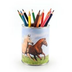 Nikima Stiftebecher 3 Pferde Inkl. 12 Dreikant Buntstiften Stifteköcher Stifteköcher