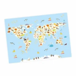 Nikima Poster Kinder Lernposter Weltkarte Tiere - In 3 Größen Poster