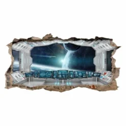 Nikima Wandtattoo 069 Raumstation Weiß - Loch In Der Wand In 6 Vers. Größen Wandtattoos