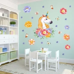 Nikima Wandtattoo 161 Einhorn Mit Blumen Regenbogen In 6 Vers. Größen Wandtattoos -Komar Verkäufe 19478779 05