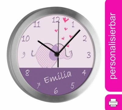 CreaDesign Funkuhr / Wanduhr Mit Namen Personalisiert Elefant Atom-/Funkuhr 1 CreaDesign Funkuhr / Wanduhr Mit Namen Personalisiert Elefant Atom-/Funkuhr