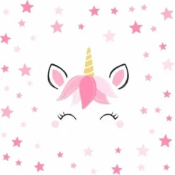 Nikima Wandtattoo 144 Einhorn Sleepy Eyes Sterne Rosa Pink In 6 Vers. Größen Wandtattoos