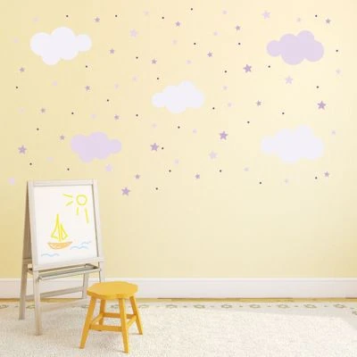 Nikima Wandtattoo 141 Wolken, Sterne Und Punkte Set Lila Flieder - 87 Stück In 6 Vers. Größen Wandtattoos 2 Nikima Wandtattoo 141 Wolken, Sterne Und Punkte Set Lila Flieder - 87 Stück In 6 Vers. Größen Wandtattoos – Bild 2