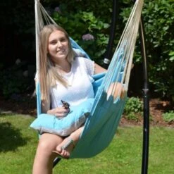 AMANKA Hängestuhlgestell HSG-130 Mit Hängesessel HMG-35 Blau