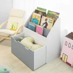 SoBuy® Kinderregal Bücherregal Mit Einer Herausnehmbaren Spielzeugtruhe Aufbewahrungsregal Für Kinder -Komar Verkäufe 20127088 04