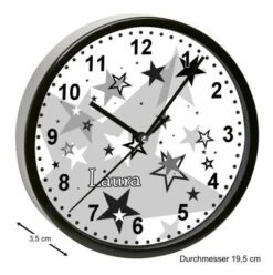 CreaDesign Kinder Wanduhr Laufruhig Personalisiert Mit Name Sternenhimmel Schwarz -Komar Verkäufe 20299613 03