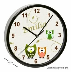 CreaDesign Kinder Wanduhr Laufruhig Personalisiert Mit Name Eule Beige Grün Orange -Komar Verkäufe 20299801 03