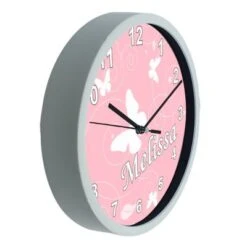 CreaDesign Kinder Wanduhr Laufruhig Personalisiert Mit Name Schmetterling Altrosa -Komar Verkäufe 20300423 04
