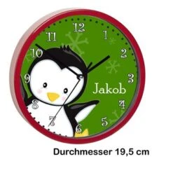 CreaDesign Kinder Wanduhr Personalisiert Mit Name Pinguin Grün -Komar Verkäufe 20301514 03