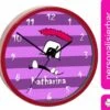 CreaDesign Kinder Wanduhr Personalisiert Mit Name Monster Streifen Lila