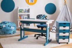 Kinderschreibtisch PIJII, Höhenverstellbar, Weiß/petrol Von Inter Link -Komar Verkäufe 20379365 05