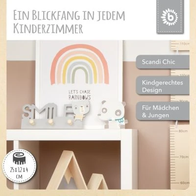 Bieco Holz Garderobe Kinder Smile 5 Kleiderhaken Garderobenleiste 25 Cm Wandgarderobe Garderoben 2 Bieco Holz Garderobe Kinder Smile 5 Kleiderhaken Garderobenleiste 25 Cm Wandgarderobe Garderoben – Bild 2