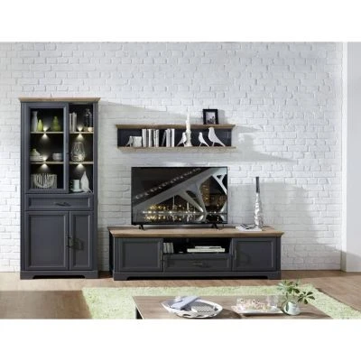 LOMADO® Dekoratives Wandboard JÜLICH-36 Im Landhaus-Stil Graphit Und Artisan Eiche Nb. B/H/T: 142/29/20 Cm 2 LOMADO® Dekoratives Wandboard JÜLICH-36 Im Landhaus-Stil Graphit Und Artisan Eiche Nb. B/H/T: 142/29/20 Cm – Bild 2