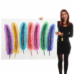 HWC Mendler Ölgemälde Federn XL, Handgemalt 120x90cm -Komar Verkäufe 21383449 02