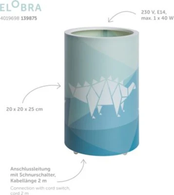 Elobra Tischleuchte "Dinopoly" LED, Blau 4 Elobra Tischleuchte "Dinopoly" LED, Blau – Bild 4