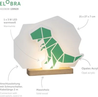 Elobra Tischleuchte Stecksystem "Dinopoly" LED, Grün 3 Elobra Tischleuchte Stecksystem "Dinopoly" LED, Grün – Bild 3