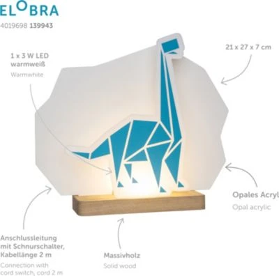 Elobra Tischleuchte Stecksystem "Dinopoly" LED, Blau 3 Elobra Tischleuchte Stecksystem "Dinopoly" LED, Blau – Bild 3