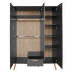 LOMADO® Babyzimmer Kleiderschrank MANISA-19 In Grau Mit Buche Massiv, B/H/T: Ca. 130/190/60 Cm 10 LOMADO® Babyzimmer Kleiderschrank MANISA-19 In Grau Mit Buche Massiv, B/H/T: Ca. 130/190/60 Cm -Komar Verkäufe 22410563 05