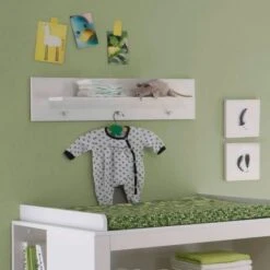 LOMADO® Wandboard Babyzimmer OLBIA-19 In Weiß, B/H/T: Ca. 75/20/15 Cm